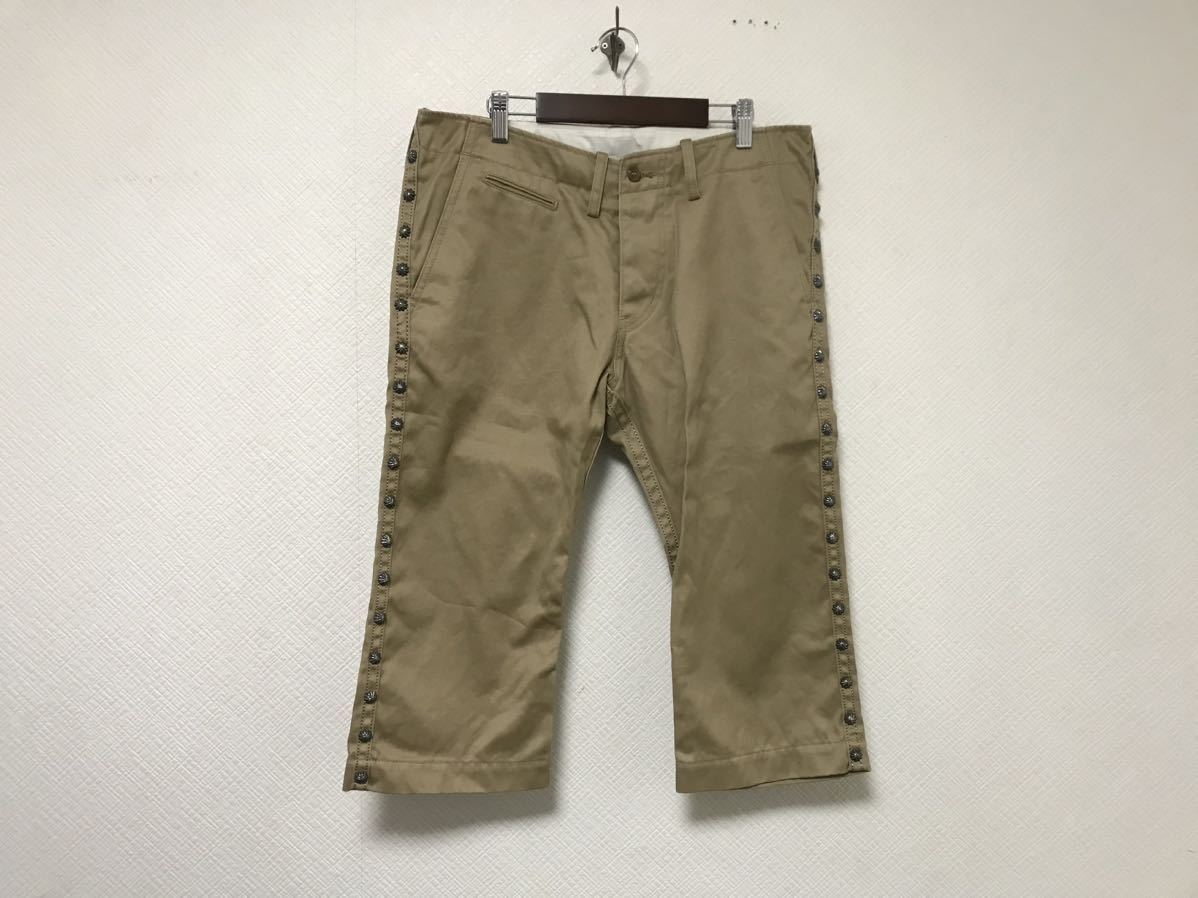 本物アユイテAYUITEコットン7部丈スタッズワークパンツサーフアメカジミリタリービジネススーツメンズベージュ3日本製L拍卖