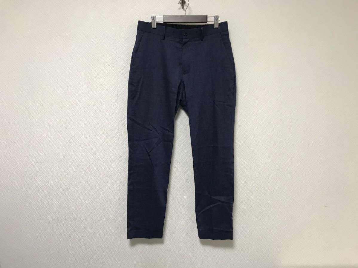 美品本物エディフィスEDIFICEイージー光沢サマースラックスパンツサーフアメカジワークビジネススーツメンズ紺ネイビーM拍卖