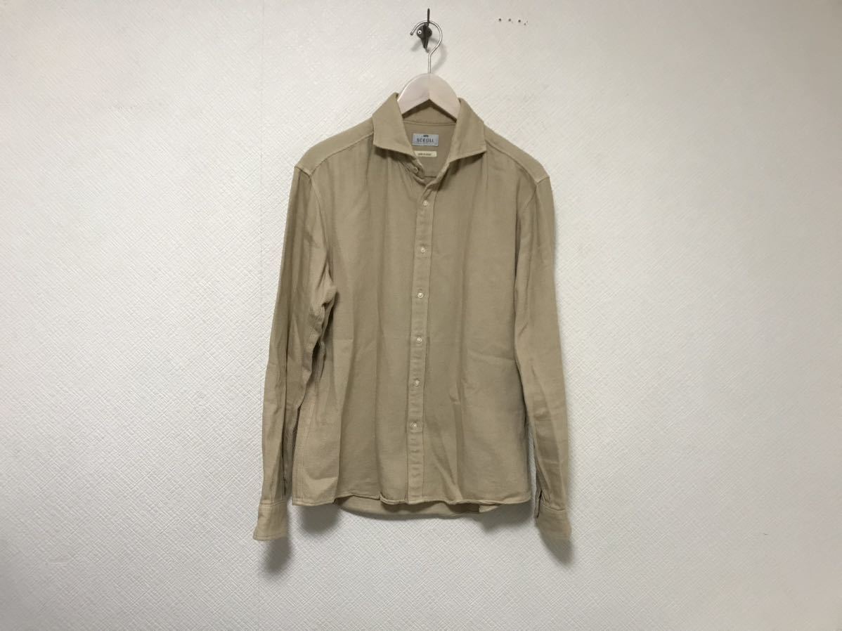 本物スクロールSCROLLコットン厚手長袖シャツサーフワークアメカジミリタリーメンズXLベージュLL日本製拍卖