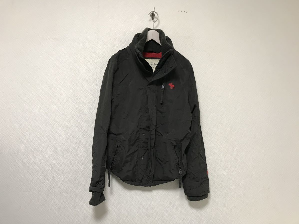 本物アバクロアンドフィッチAbercrombie&Fitchナイロンミリタリーロゴ刺繍ジャケットメンズサーフアメカジMグレー拍卖