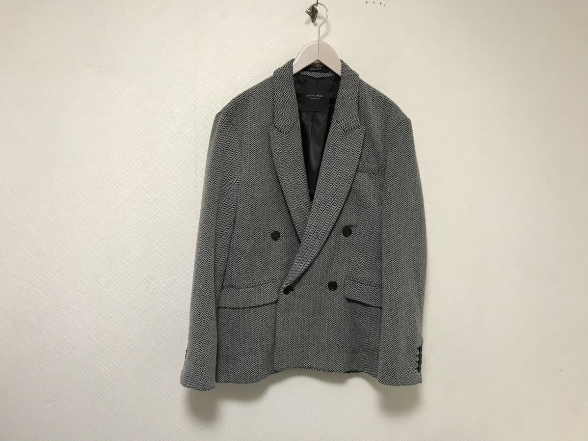 本物ザラマンコレクションZARAMANダブルテーラードジャケットメンズサーフワークアメカジビジネススーツグレー柄Sポルトガル製拍卖