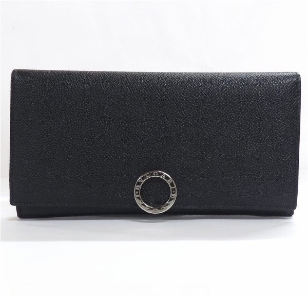 極美品 ブルガリ BVLGARI レザー 長財布 30412 ブラック×ブルー ブルガリブルガリ拍卖
