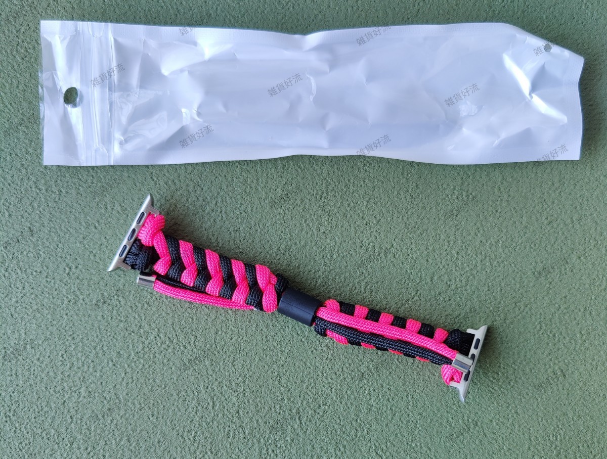 アップルウォッチ バンド 紐 黒×ピンク 49mm 45mm 44mm 42mm 拍卖