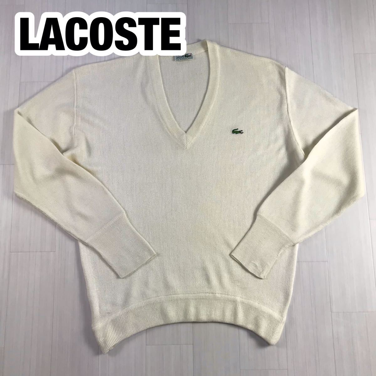 LACOSTE ラコステ ニットセーター G ライトイエロー ワニ スペイン製拍卖