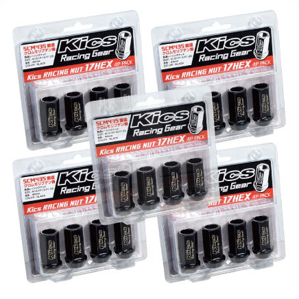 KICS レーシングナット L40 17HEX M12xP1.25 5穴用 20個 貫通タイプ クロモリ製 日産 スバル スズキ KRN3BK-20P拍卖