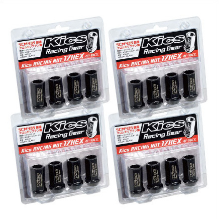 KICS レーシングナット L40 17HEX M12xP1.25 4穴用 16個 貫通タイプ クロモリ製 日産 スバル スズキ KRN3BK-16P拍卖