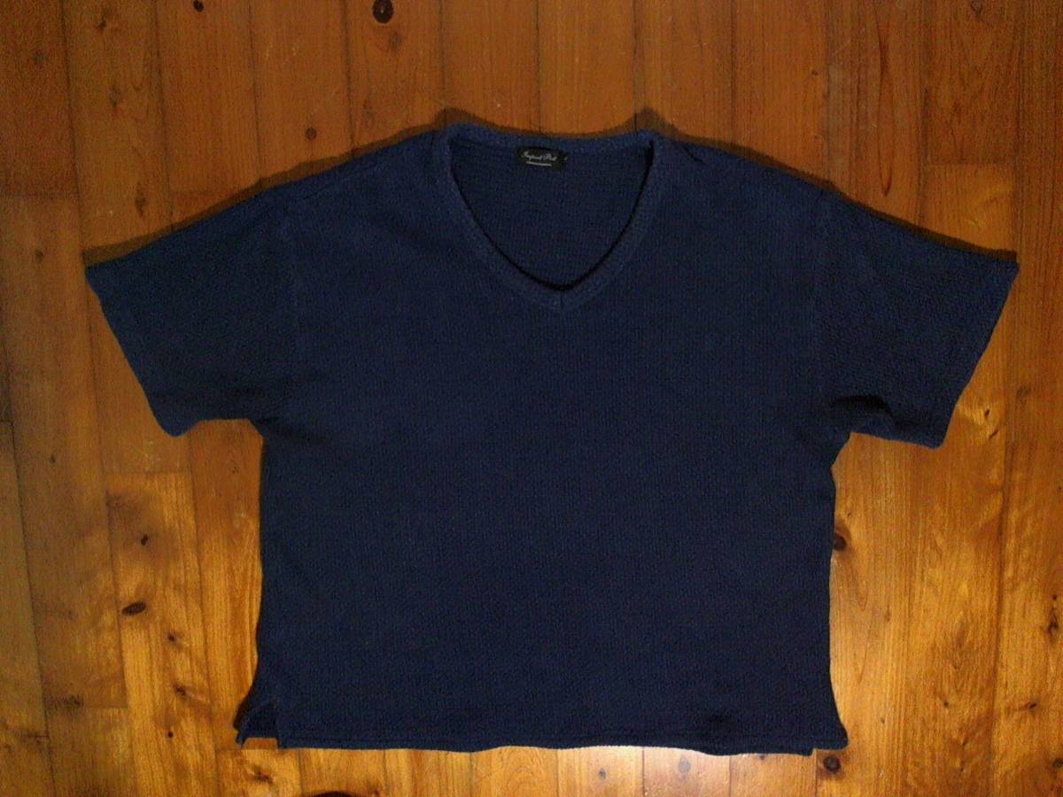 ☆難有☆Import post☆Vネック 半袖ニット セーター Tシャツ 3L 濃紺拍卖