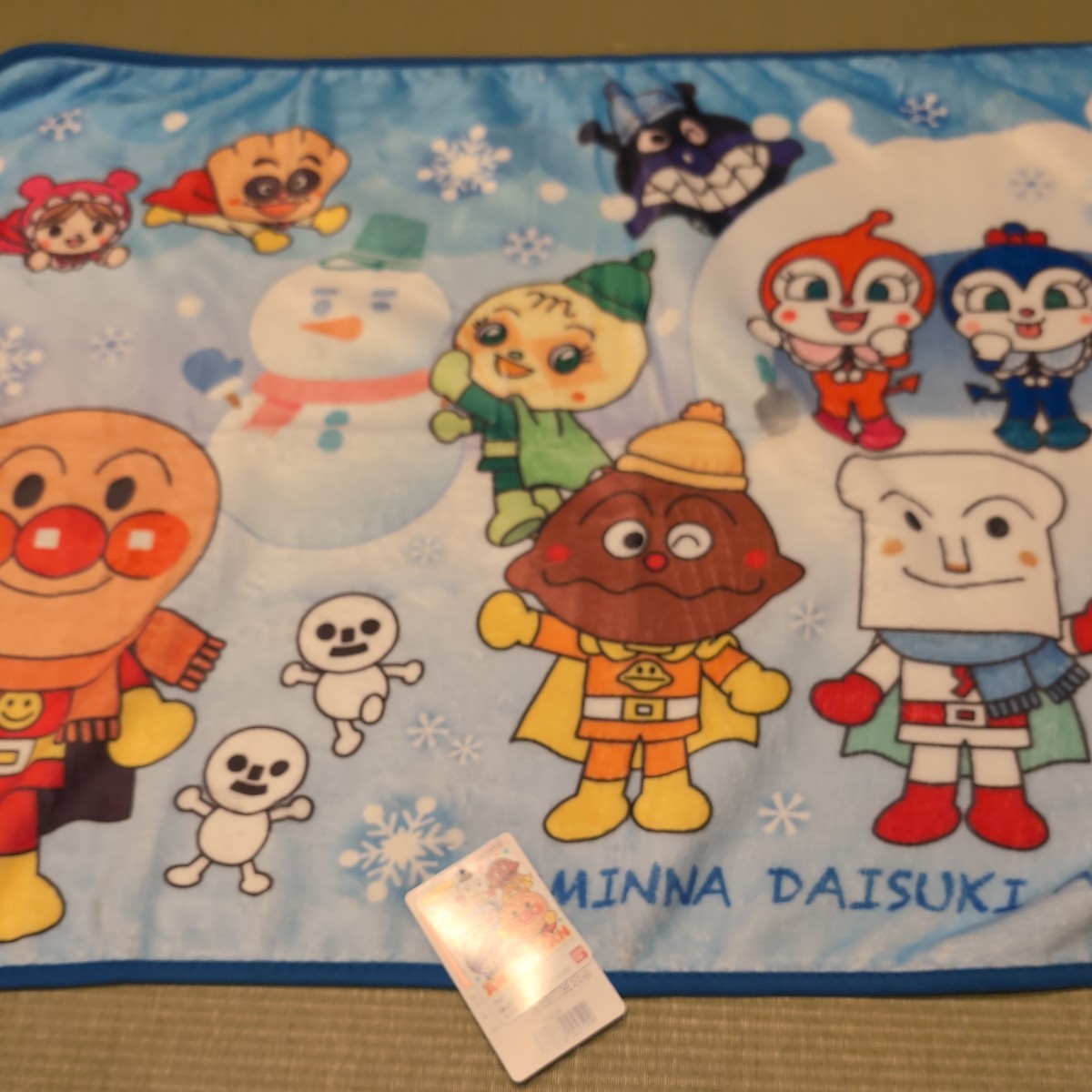 アンパンマン★キャラクターひざ掛け ブランケット 雪だるま ブルー拍卖
