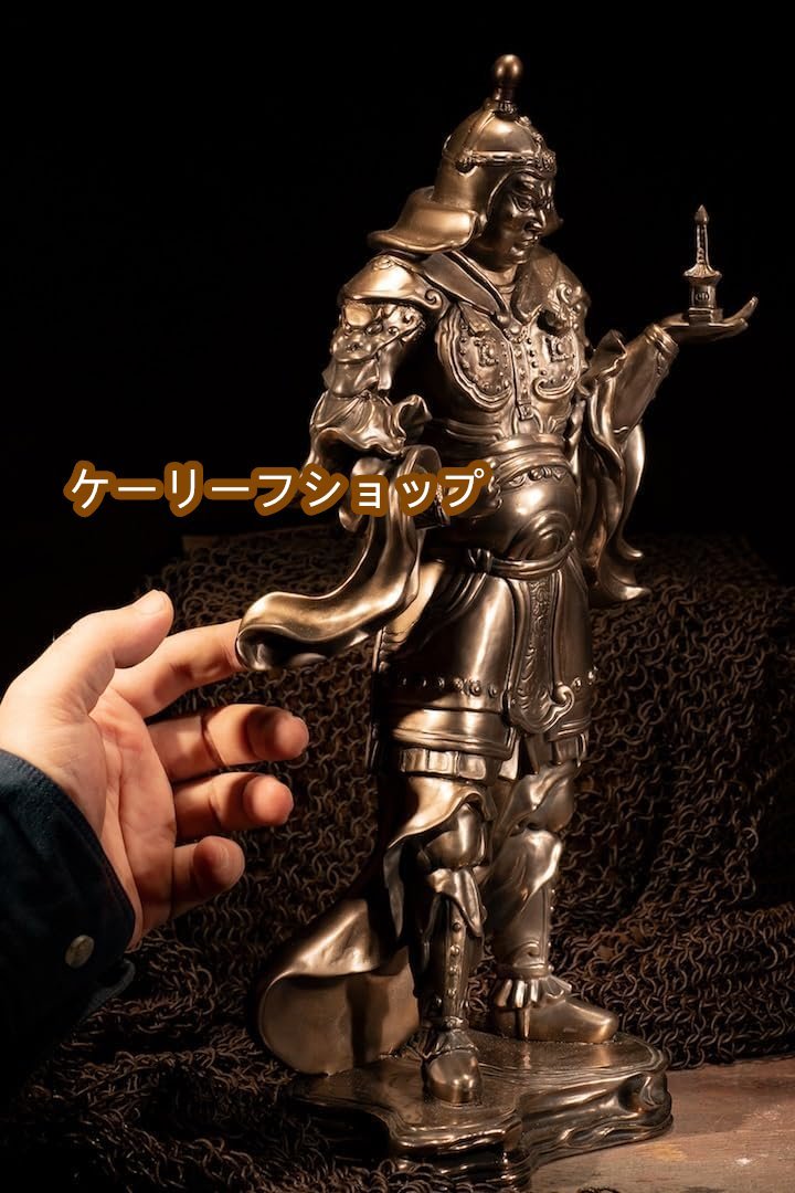 【ケーリーフショップ】仏像 毘沙門天 ブロンズ像 多聞天 四天王 彫像 贈り物 美術品 総高38cm拍卖