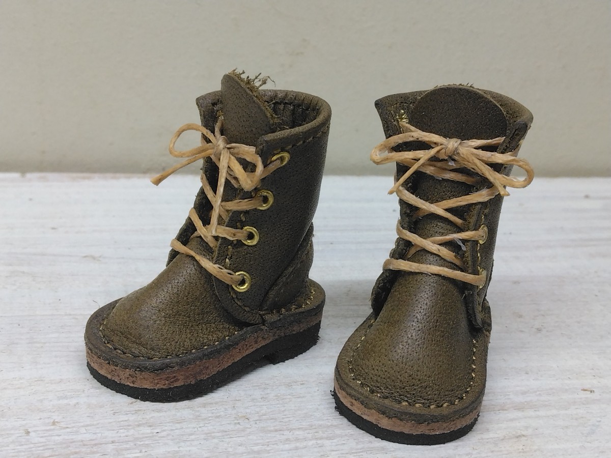 ネオブライス ピュアニーモ ICドール リカちゃん オビツ プーリップ モンスト ハンドメイド本革 レースアップブーツ 264 ゴム底拍卖