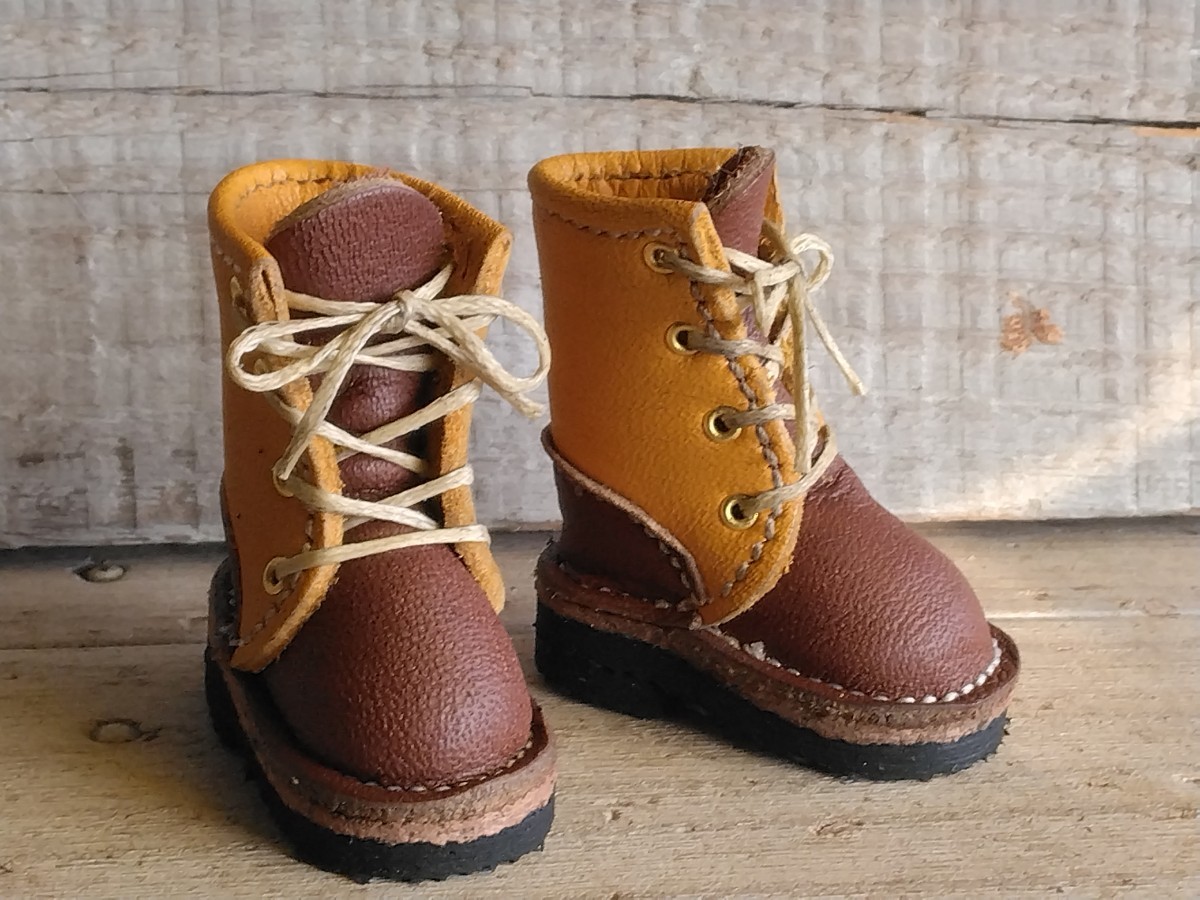 ネオブライス ピュアニーモ ICドール リカちゃん オビツ プーリップ モンスト ハンドメイド本革 レースアップブーツ 30 ゴム底拍卖
