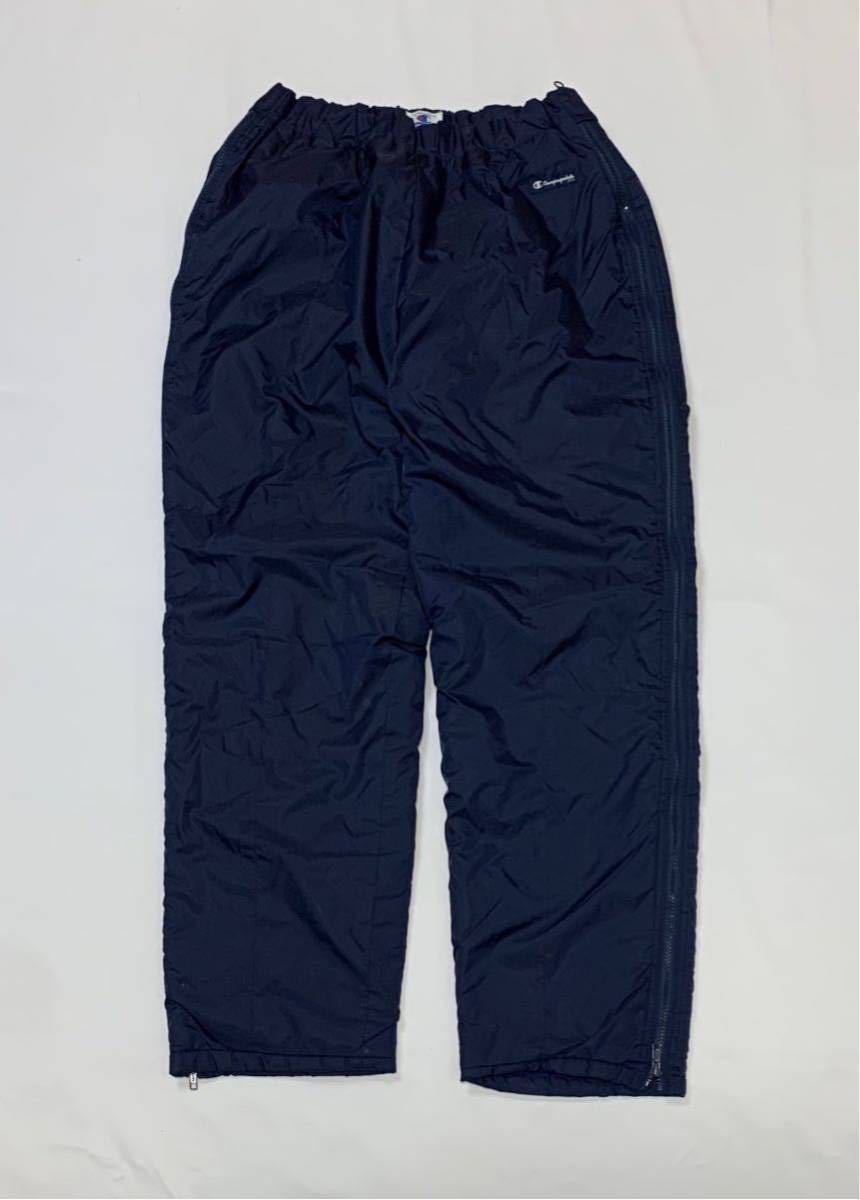 Champion チャンピオン // 裏ボア 両サイドフルジップタイプ ナイロン パンツ (ネイビー系) サイズ O (日本製)拍卖