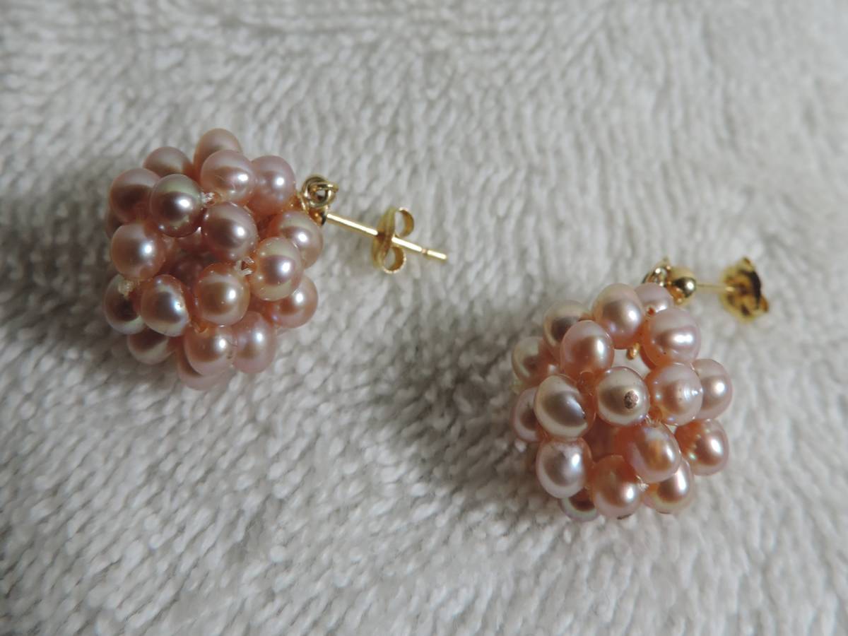 【質問欄より値下げ交渉可】金K18刻印が有り・ 真珠レディースアクセサリーピアス ・(13ミリ) 約3.50g拍卖