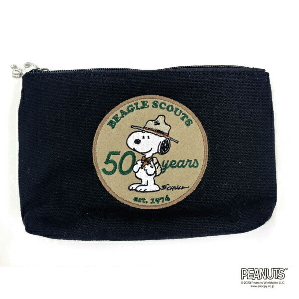 スヌーピー 50th帆布ポーチ (ブラック) ビーグルスカウト SNOOPY拍卖