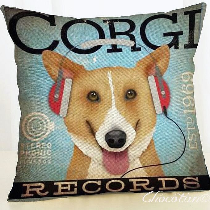 【送料無料】コーギー ⑨ RECORD クッションカバー【新品】拍卖