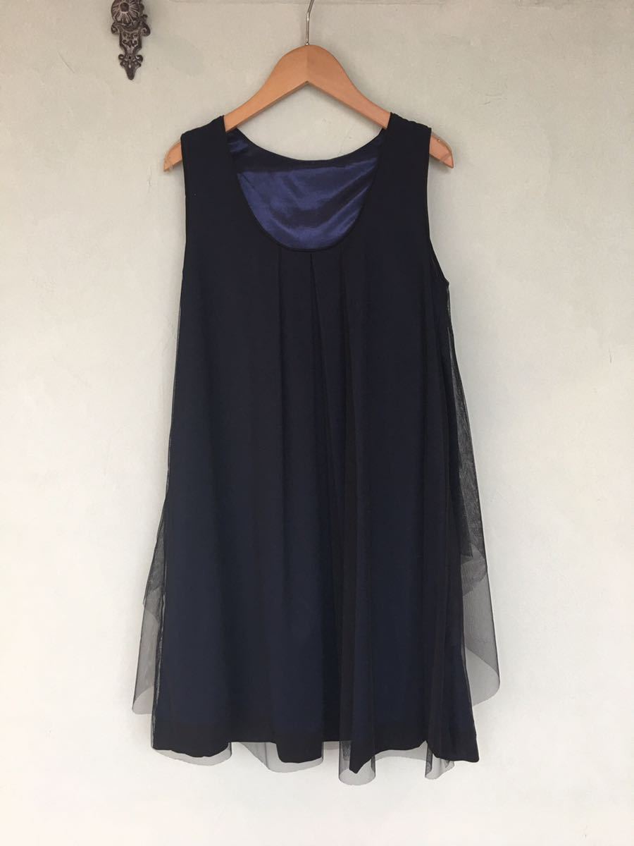 【新品未使用】parler.de パルレドゥ ワンピース ドレス ネイビー ブラック ノースリーブ チュール パーティー 二次会 お呼ばれ 謝恩会拍卖