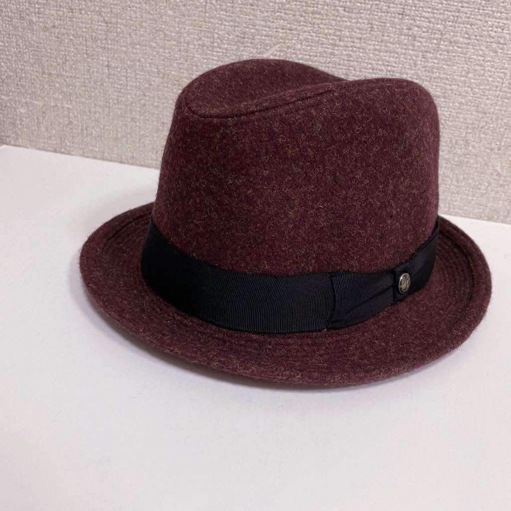 C 新品 TOKIO HATトーキョーハット 帽子 ウール混 中折れハット Mサイズ56cm サイズ調節可能拍卖