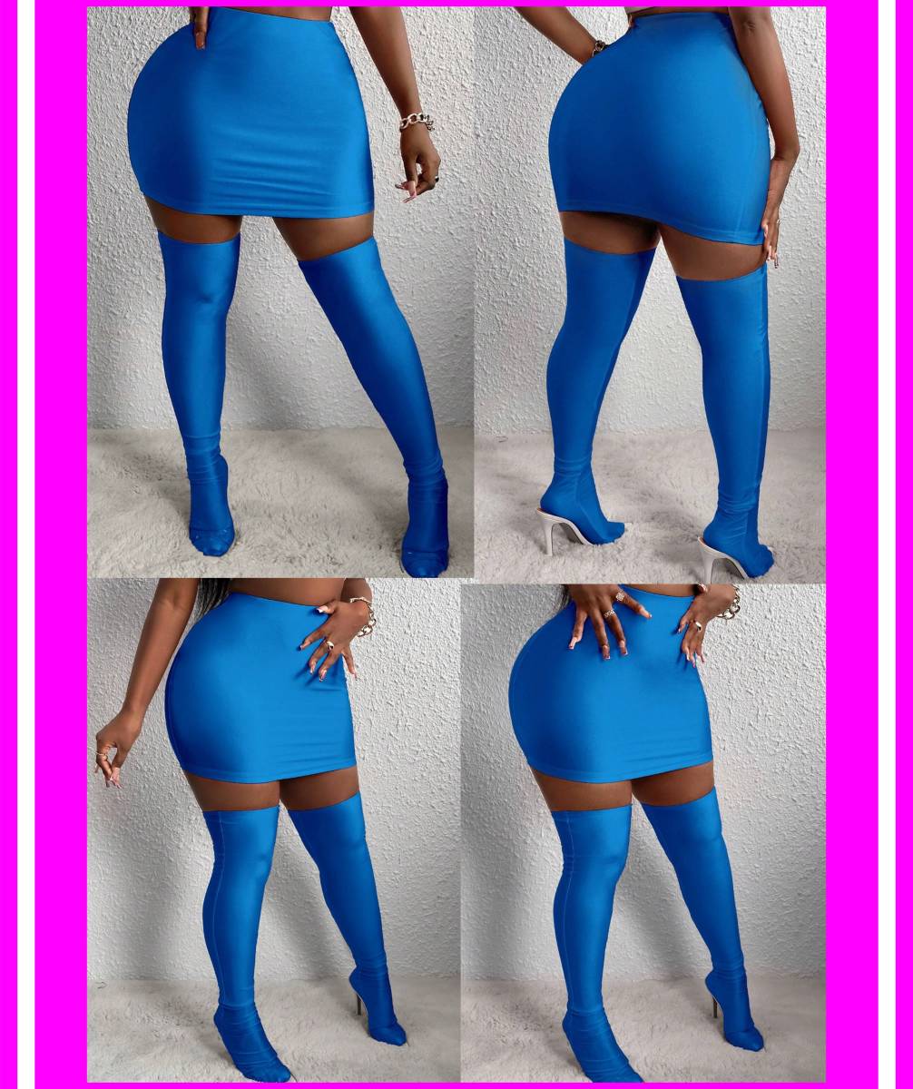 ★超素敵★ボディコン風 ブルースカート & ストッキング★美脚★大人可愛い★Z153拍卖