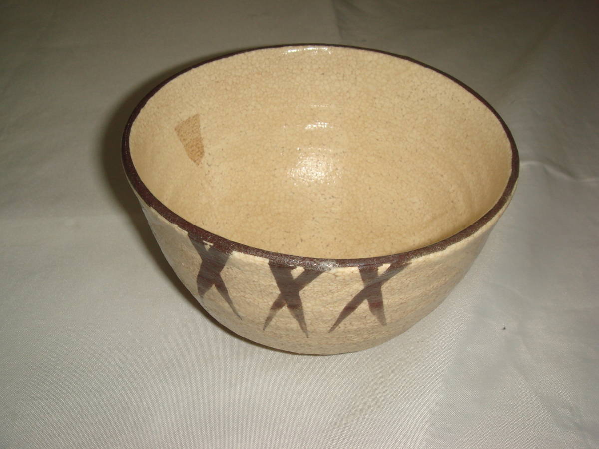 茶道具 抹茶茶碗 野田東山作 瀬戸唐津茶碗 美品 お稽古用に!!拍卖