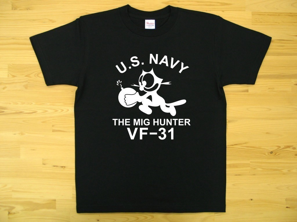 U.S. NAVY VF-31 黒 5.6oz 半袖Tシャツ 白 XXXL 大きいサイズ ミリタリー トムキャット VFA-31 USN拍卖
