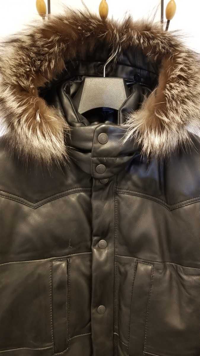 【中古美品】セレクトショップエリオポール リアルフォックスファー シープレザーダウンジャケット黒 サイズL 定価約20万 拍卖