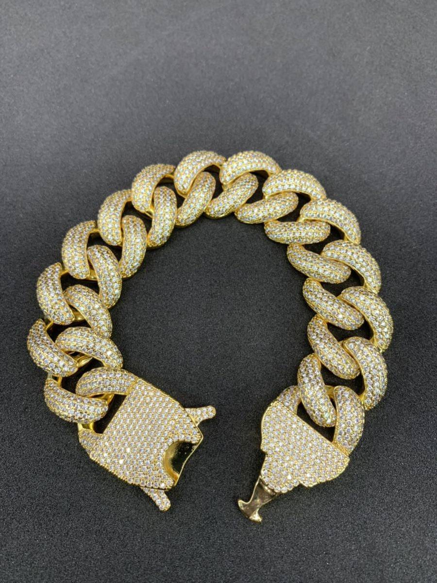 極太ローラーコースターバックル ジルコニブリンブリン ブレスレット ゴールド拍卖