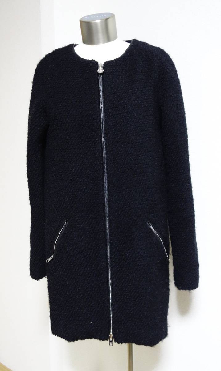 アパルトモン取扱★ MAISON SCOTCH メゾンスコッチ ノーカラー モコモコ コート 1 ブラック拍卖