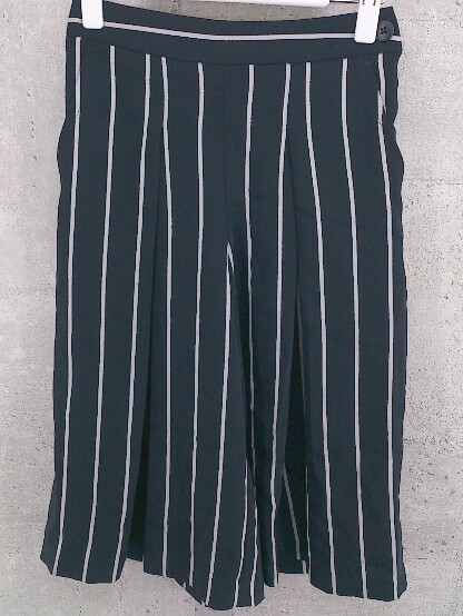 ◇ PLST プラステ ストライプ ガウチョ パンツ XS ネイビー ホワイト レディース拍卖