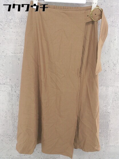 ◇ LE SOUK ルスーク ラップ 巻き 膝下丈 スカート サイズ7 ブラウン レディース拍卖