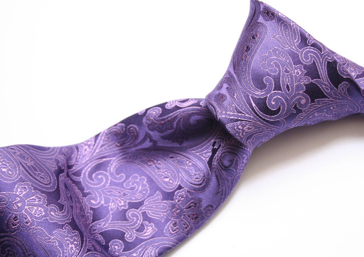 *Michael Kors*華やかな紫色ペーズリー柄シルクネクタイ ♯新品♯マイケルコース拍卖