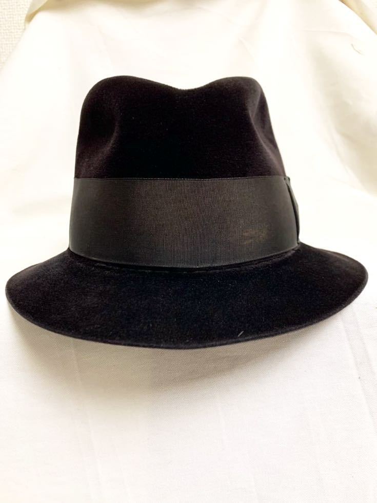 60s ビンテージ Borsalino ボルサリーノ 中折れ ハット ラビットファー フェルト フェドラ ダークブラウン/ステットソン拍卖