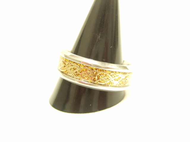 横浜最新 魅惑の中世アラベスク文様ツートン♪ステンレスリング 8ミリ 13または25号 メンズレディース 送料無料ξrinξξ ξbalnξξ指輪55拍卖