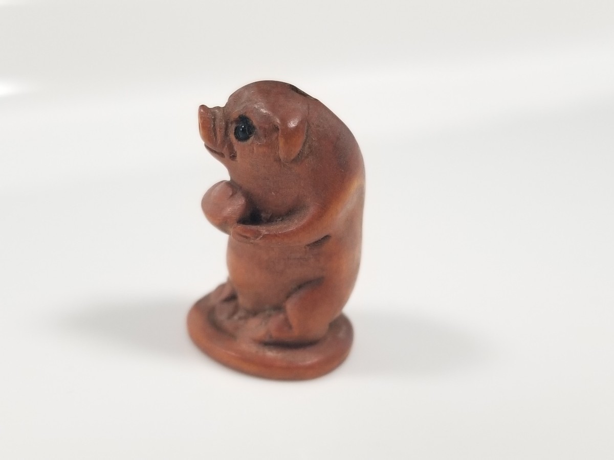 アンティーク ミニチュア木彫り 置物 動物 銭ぶた 古美術拍卖