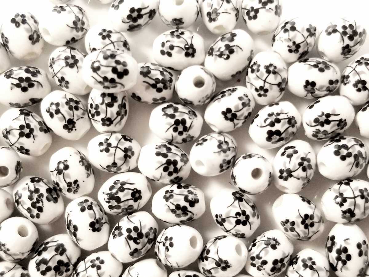 アクセサリーパーツ 花柄陶器ビーズ 拍卖