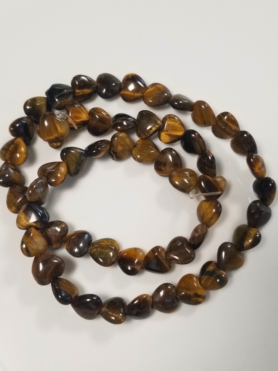 ハート型 タイガーアイ 1連 虎眼石  天然石ビーズ アクセサリー素材 パーツ拍卖