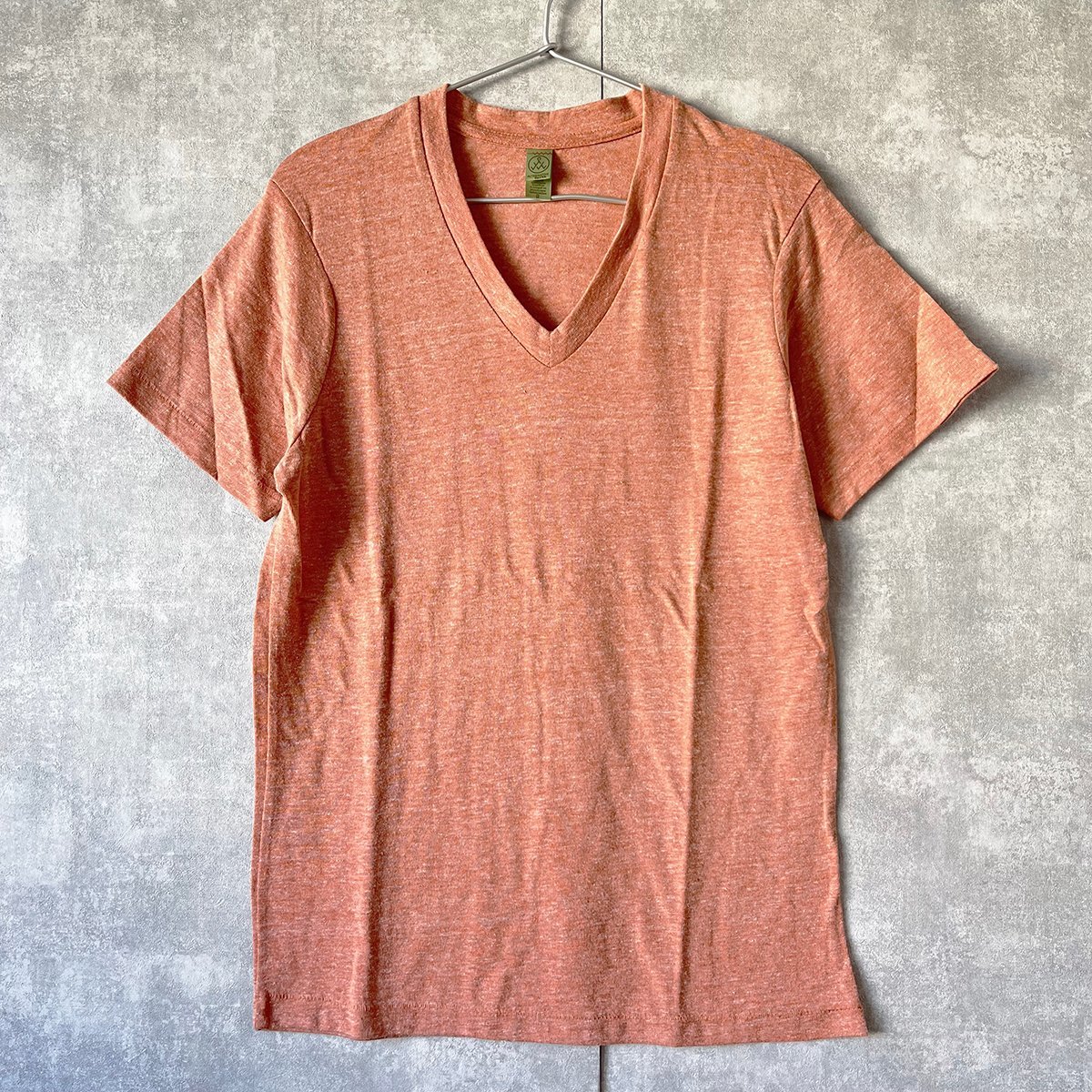 【値下げ対象外】 Alternative オーガニックコットン 半袖Tシャツ S 霜降り オレンジ Vネック オルタナティブ 新品未使用 デッドストック拍卖