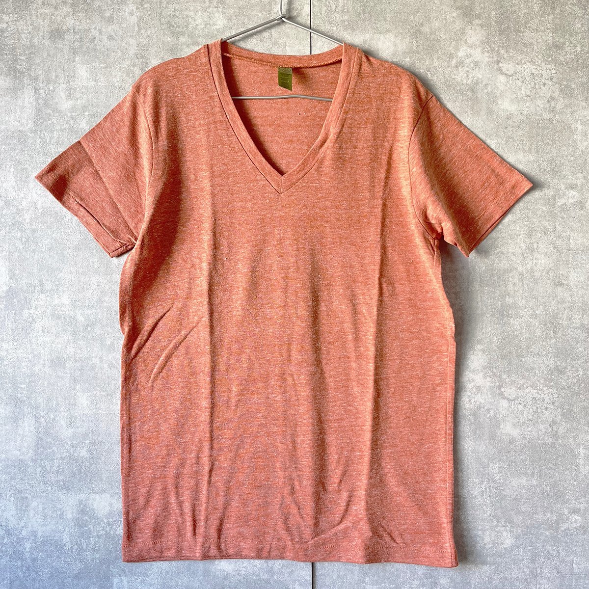 【値下げ対象外】 Alternative オーガニックコットン 半袖Tシャツ M 霜降り オレンジ Vネック オルタナティブ 新品未使用 デッドストック拍卖