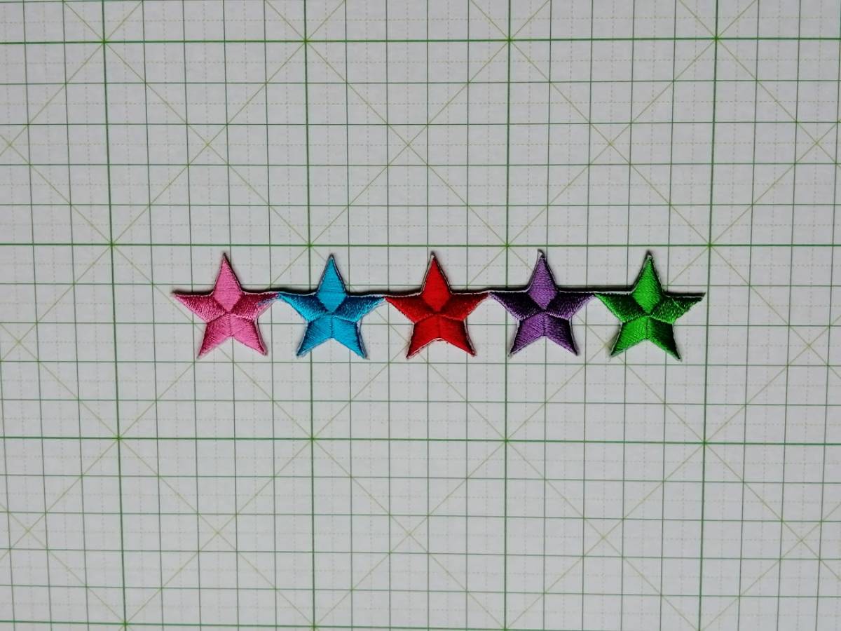 //★ スター ワッペン 星 小型 STAR カラフル ★ アイロン接着OK拍卖