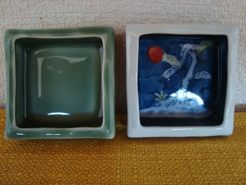 小皿・豆皿 手書き・青磁 有田 青山 USED 美品拍卖