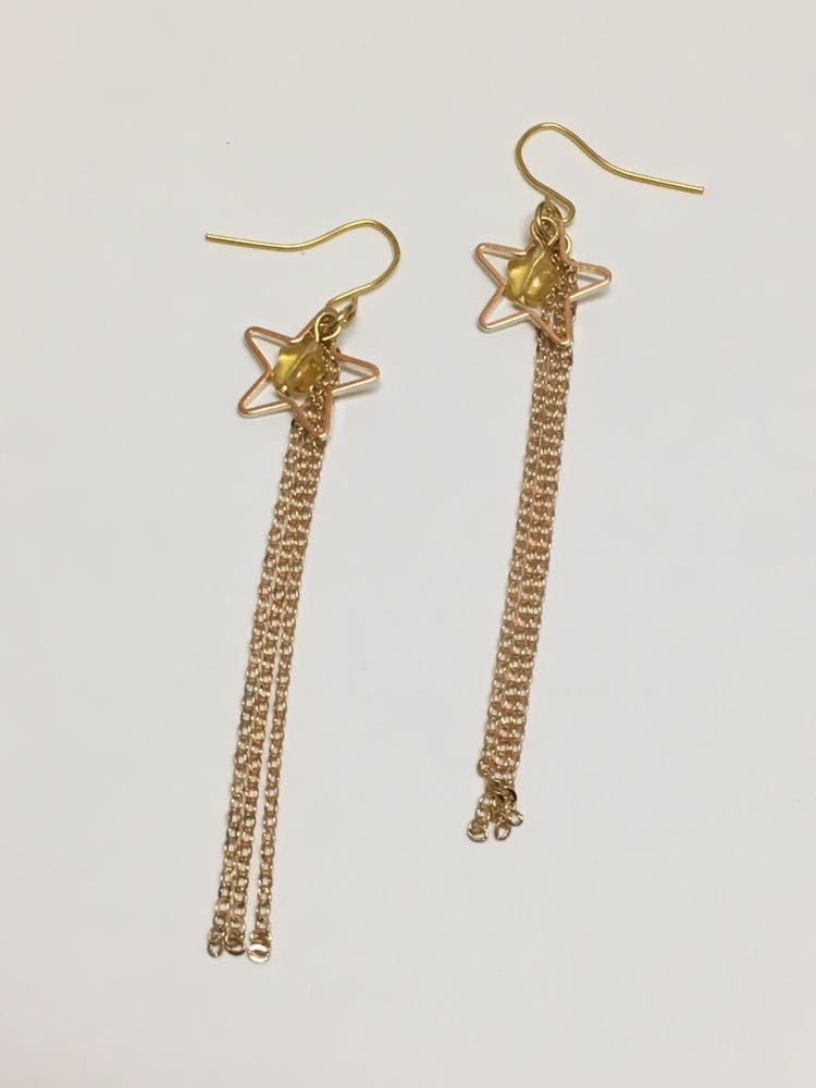 ハンドメイド★スターのロングチェーンピアス(059)拍卖