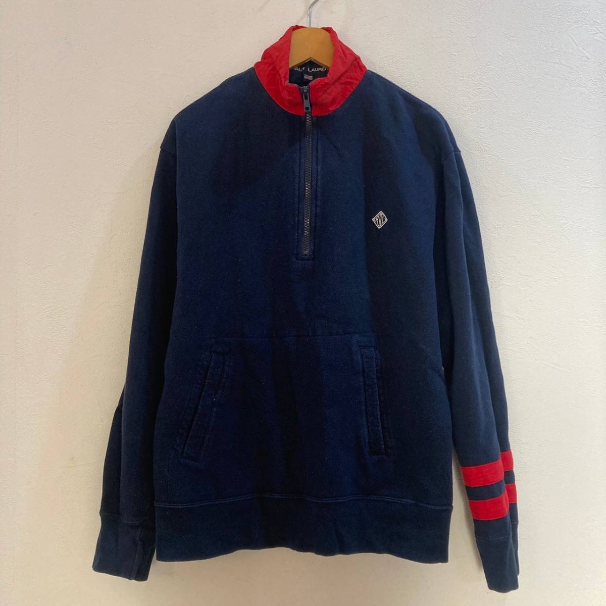 RALPH LAUREN/ラルフローレン 長袖 ハーフジップポロシャツ ネイビー 紺 メンズ M拍卖