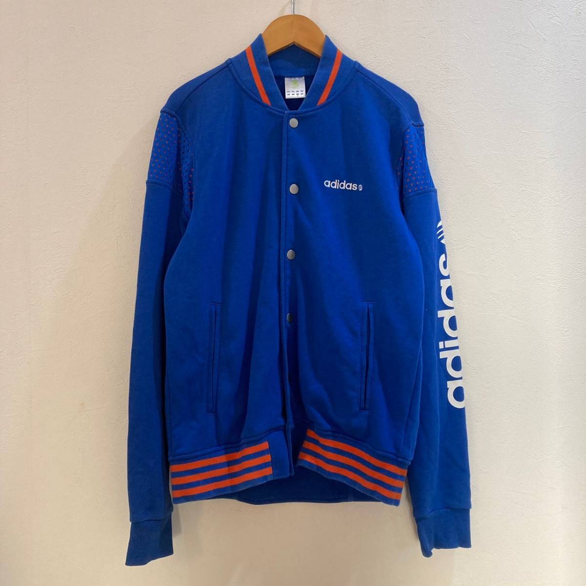 ADIDAS/アディダス 長袖 スウェットスナップボタンジャケット サッカー ブルー 青 メンズ M拍卖