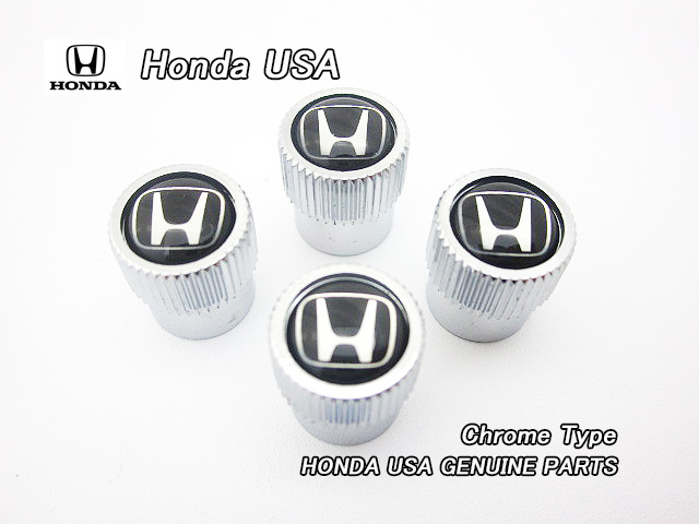 ホンダ【HONDA】米国US純正エアバルブステムキャップ4個クローム/USDM北米仕様Hマーク入りUSAフィット.シビック.アコード.CR-Z.S2000メッキ拍卖