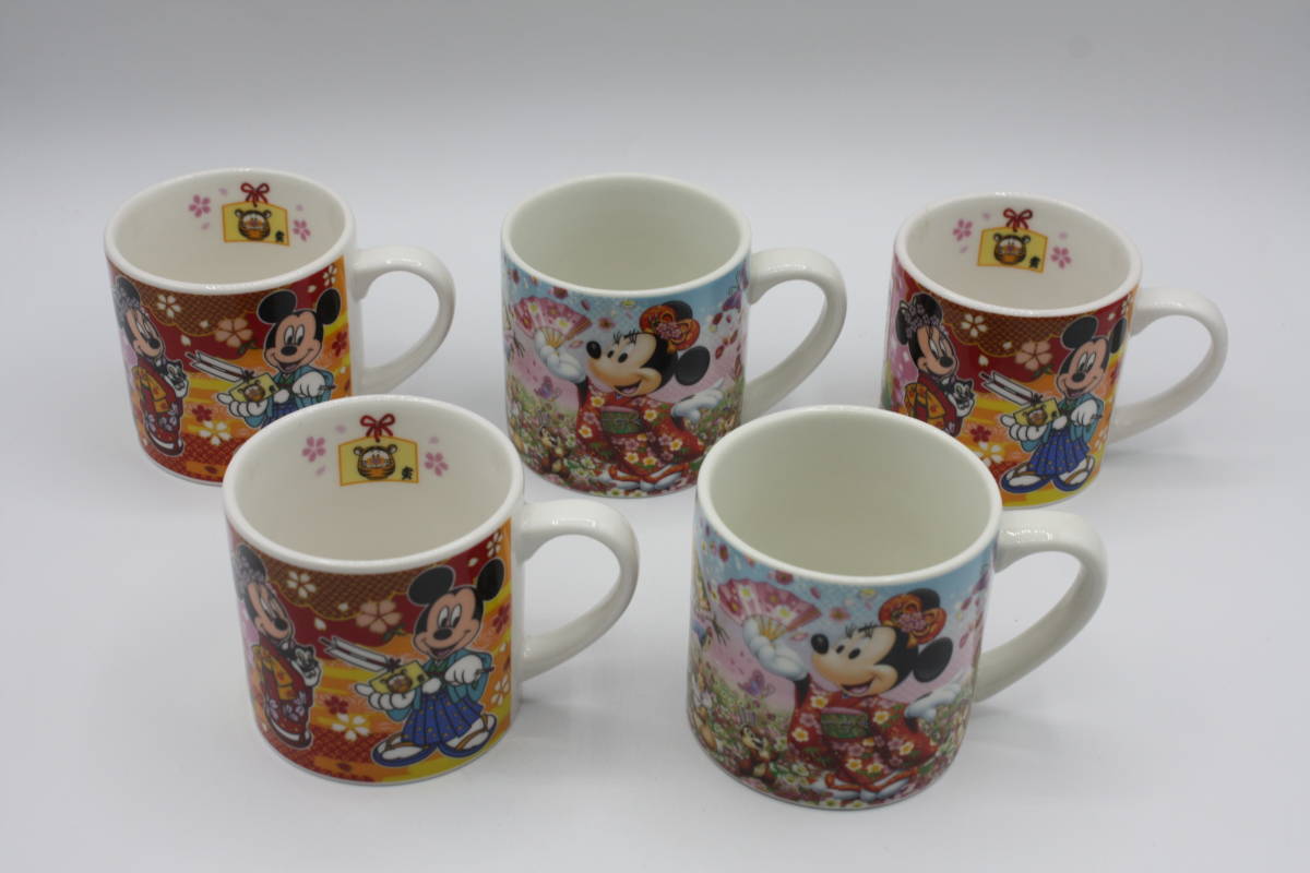 ディズニー ミッキーマウスとミニーのお正月マグカップ(5個) 新品未使用 (検索:ミッキーマウス/ミニー/キッズ/お皿/ランチ)拍卖