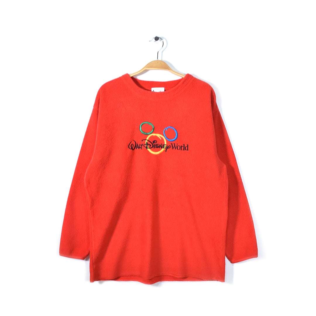 【送料無料】90s ウォルトディズニーワールド ミッキーマウス フリースジャケット 赤 オフィシャル WALT DISNEY WORLD L 古着 @DZ0508拍卖