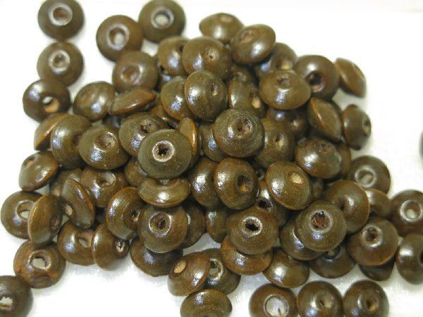 ウッドビーズ 10x5mmフラットラウンド ブラウン約50個902-B拍卖