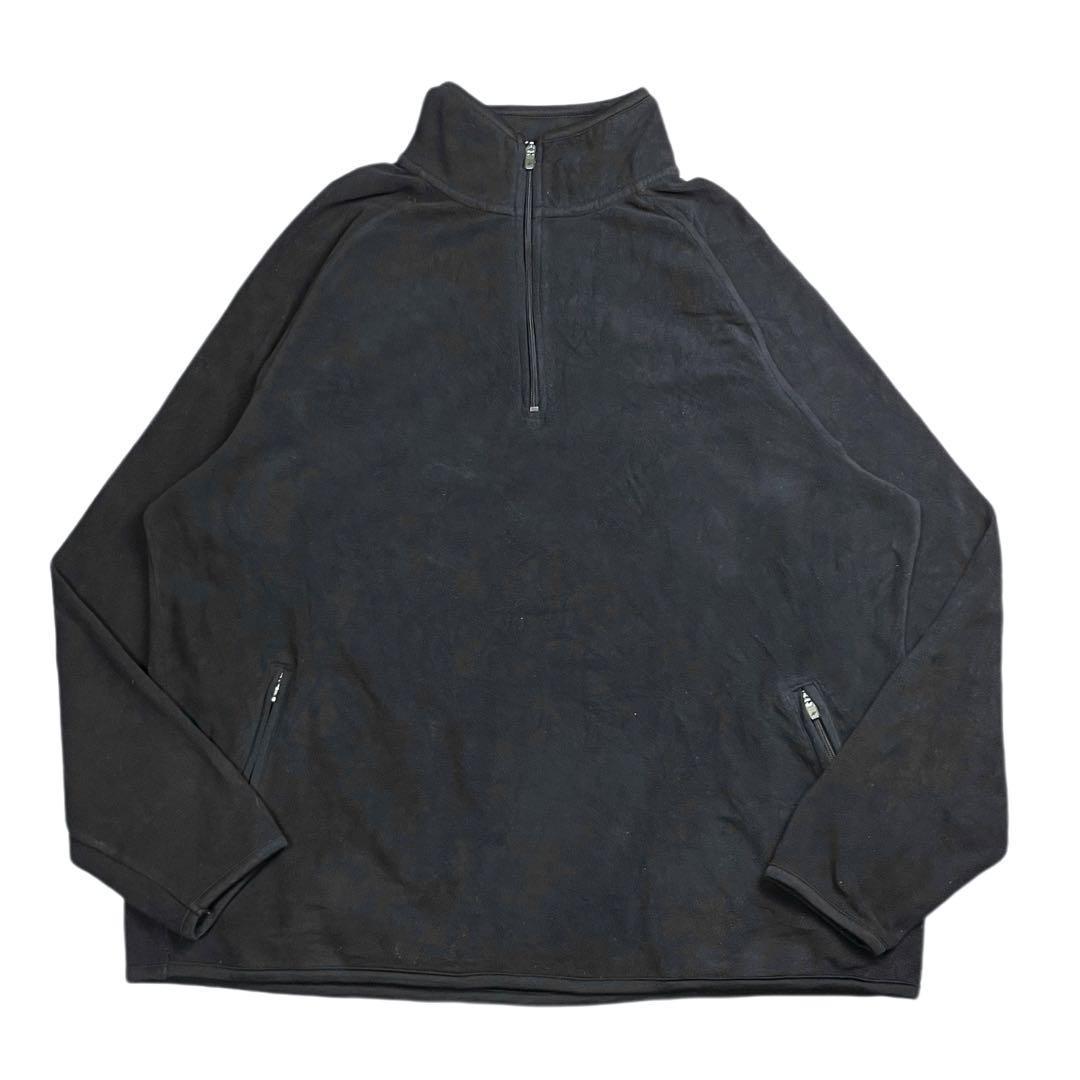 スウェット トレーナー ハーフジップ フリース ビッグサイズ ブラック 黒 無地拍卖