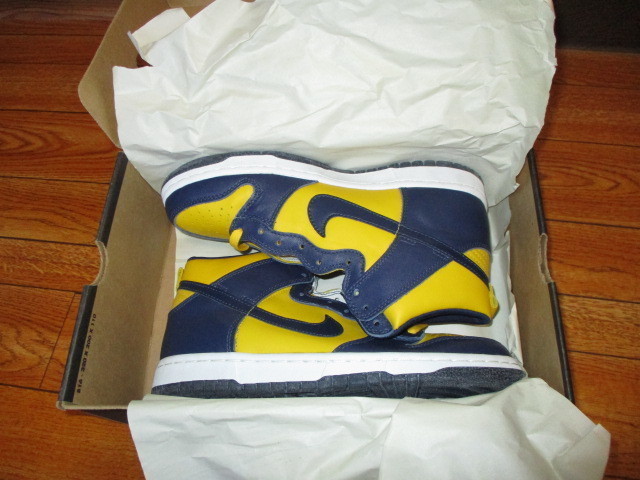 ナイキ ダンクHI 初期98年復刻 紺黄 サイズ26US8 未使用 デッドストック ジョーダン・エアフォース拍卖