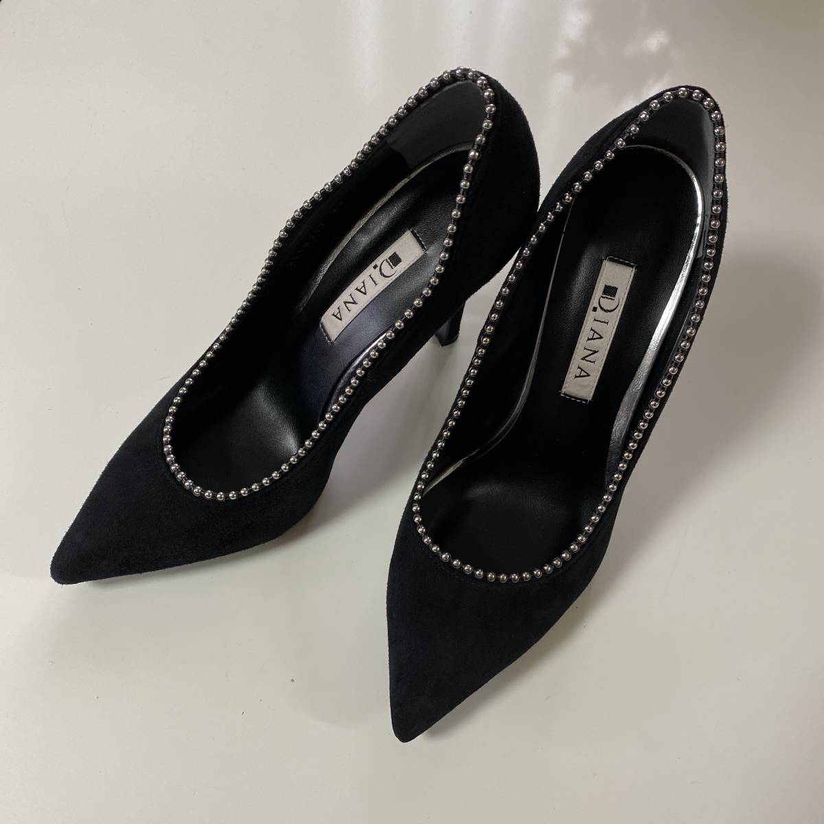 【美品】ダイアナ スエード ハイヒール パンプス ブラック サイズ22センチ ヒール約10センチ DIANA拍卖