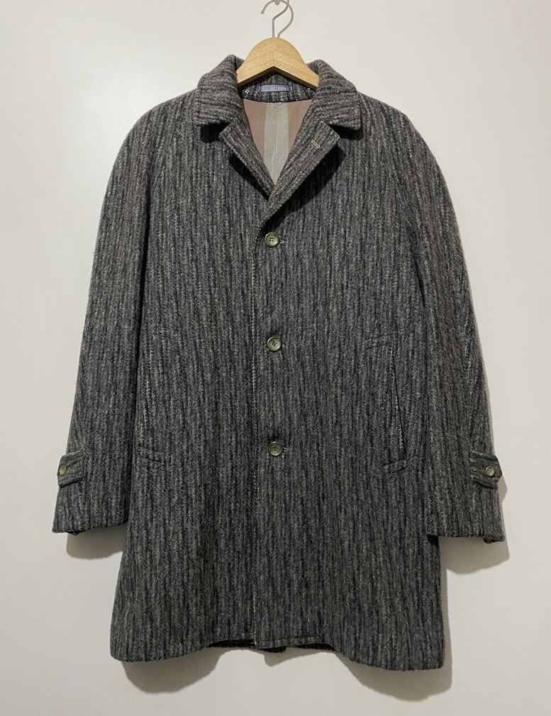 オールドヴィンテージ 国産古着 東京 WELBORN ウール ロングコート チェスターコート ステンカラー グレー ウェルボン レトロ ユニセックス拍卖